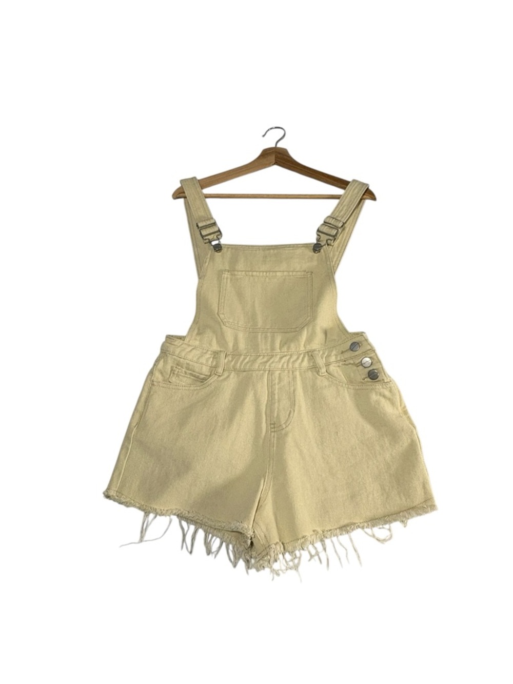 Superdown Cream Denim Shortalls 26 Raw Hem Overalls Y2K Summer Festival